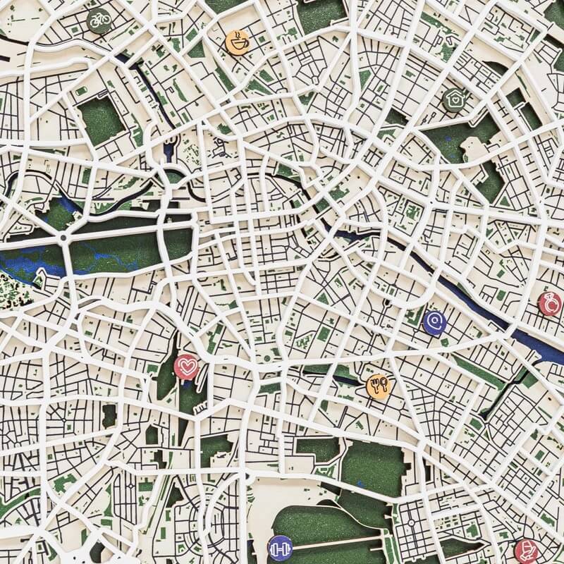 3D Wooden City Map - Berlin