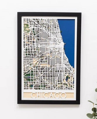 3D Wooden City Map - Chicago