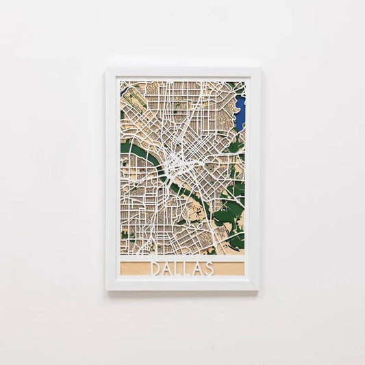 3D Wooden City Map - Dallas