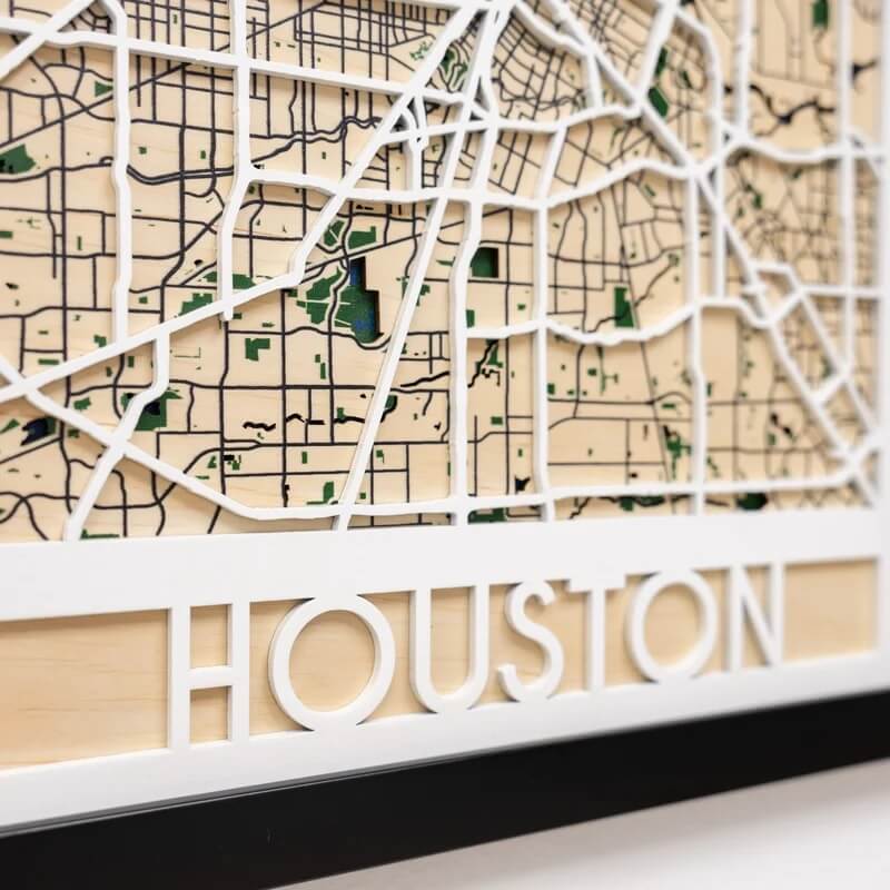 3D Wooden City Map - Houston