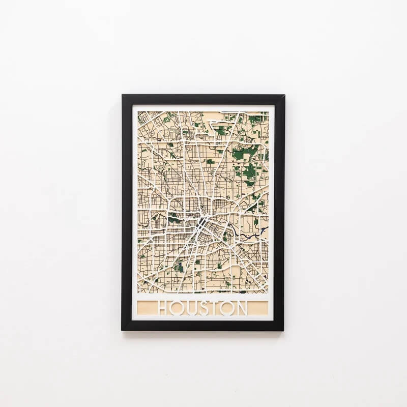 3D Wooden City Map - Houston
