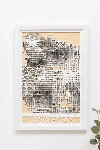 3D Wooden City Map - Las Vegas