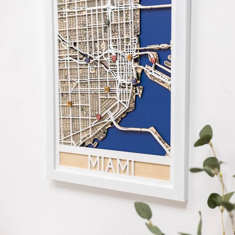 3D Wooden City Map - Miami