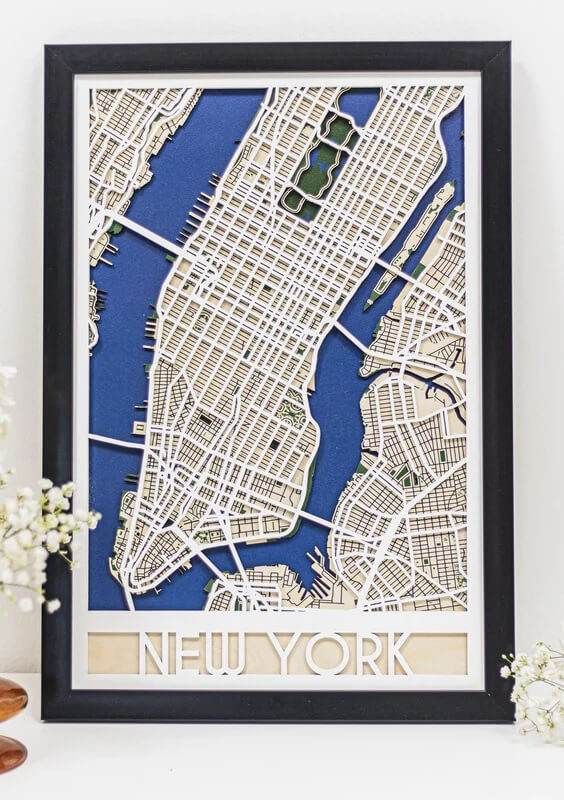 3D Wooden City Map - New York