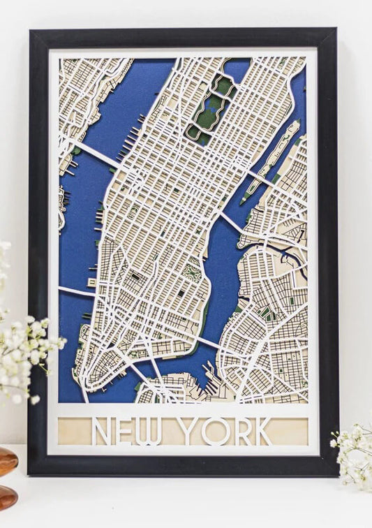 3D Wooden City Map - New York