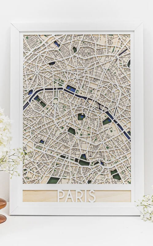 3D Wooden City Map - Paris