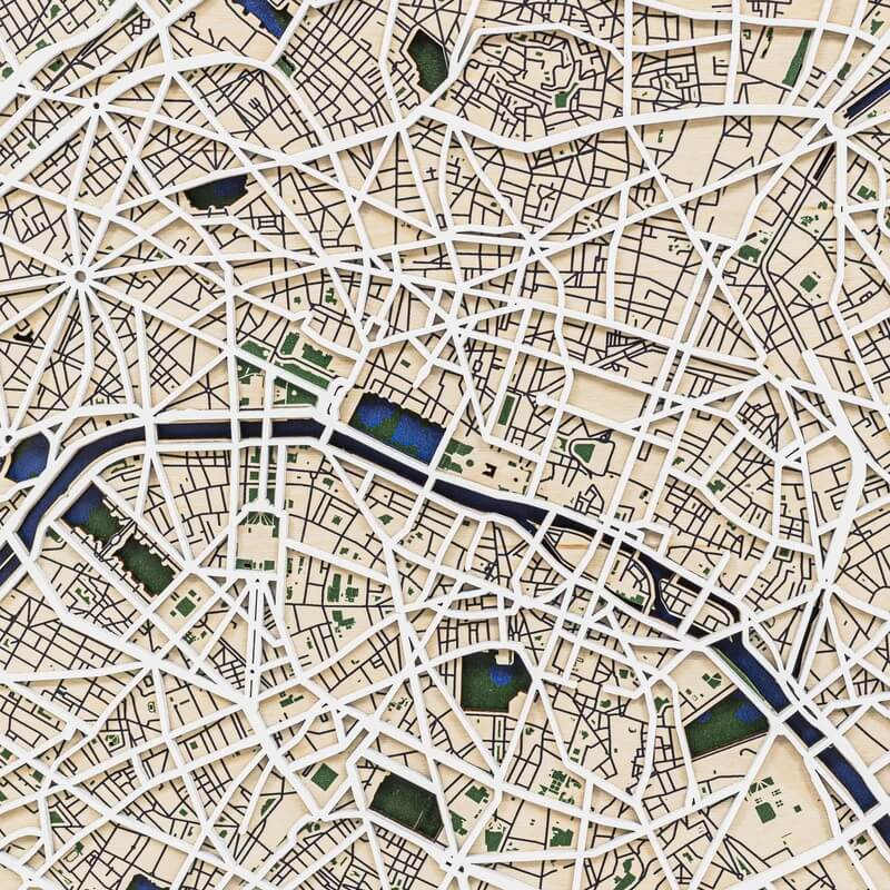 3D Wooden City Map - Paris