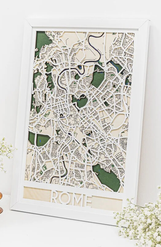 3D Wooden City Map - Rome