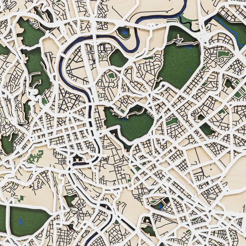 3D Wooden City Map - Rome