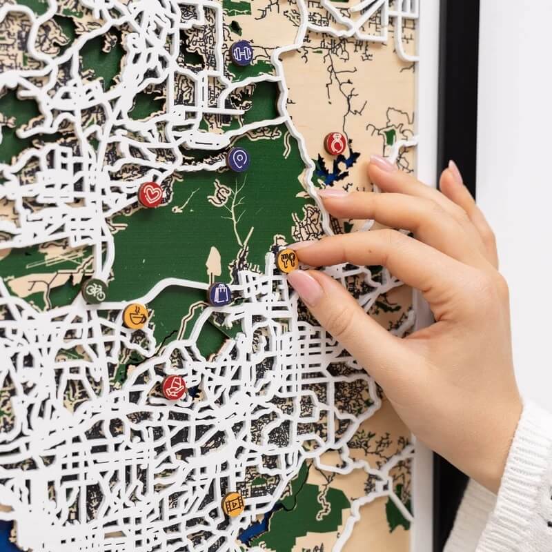 3D Wooden City Map - San Diego