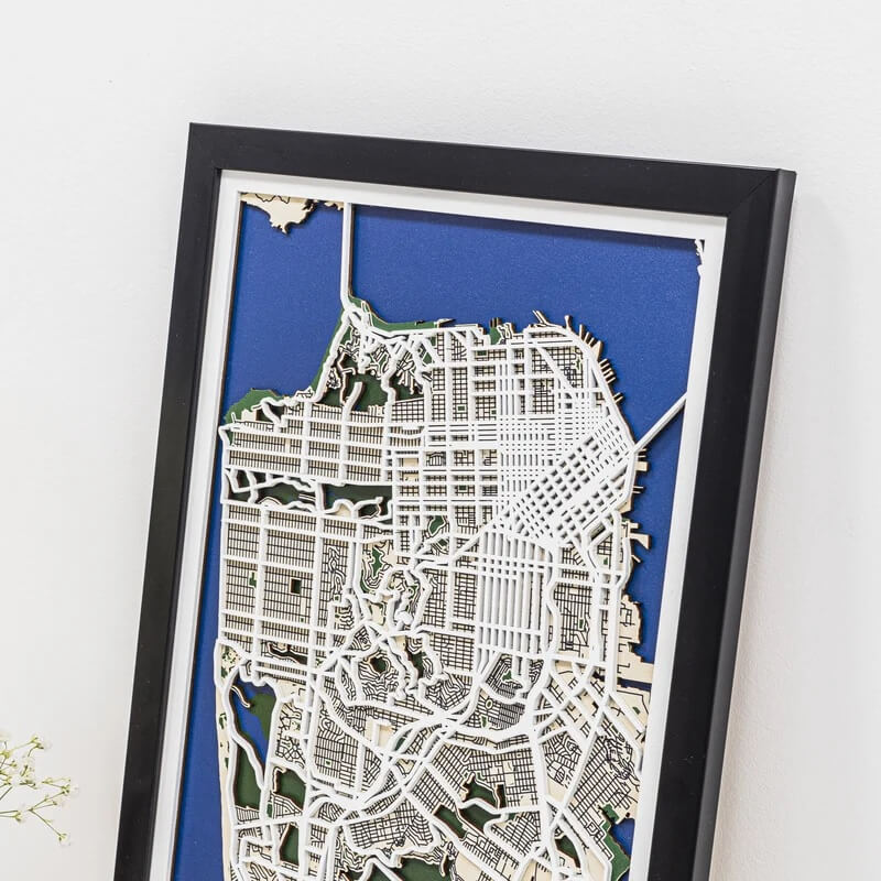 3D Wooden City Map - San Francisco