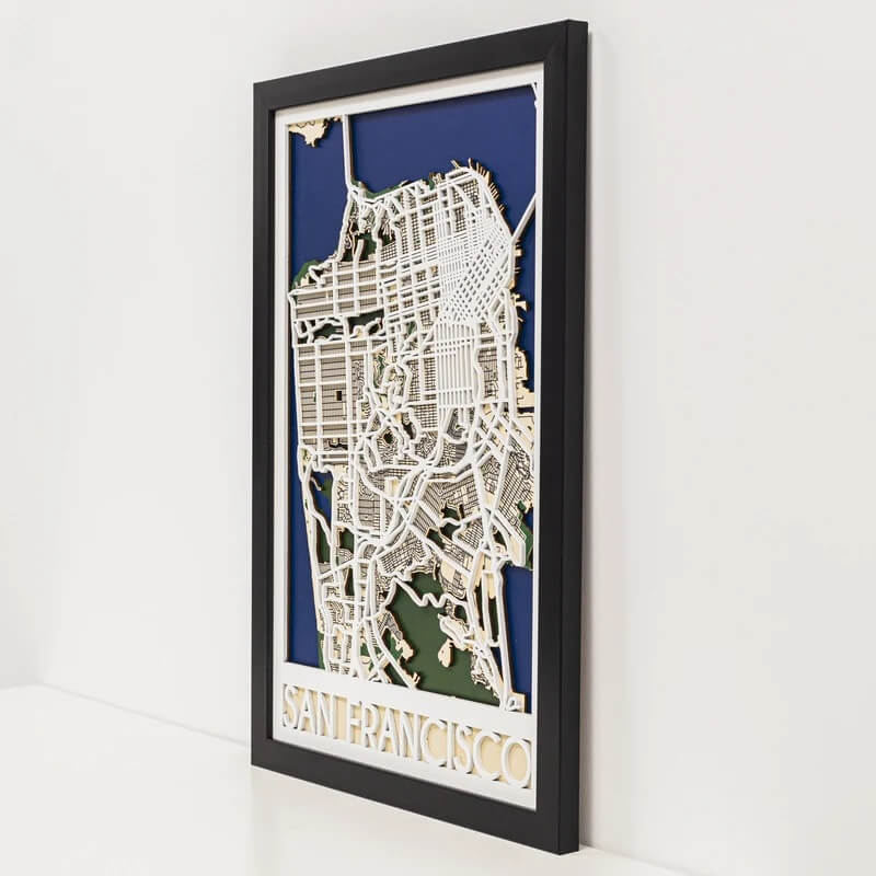 3D Wooden City Map - San Francisco