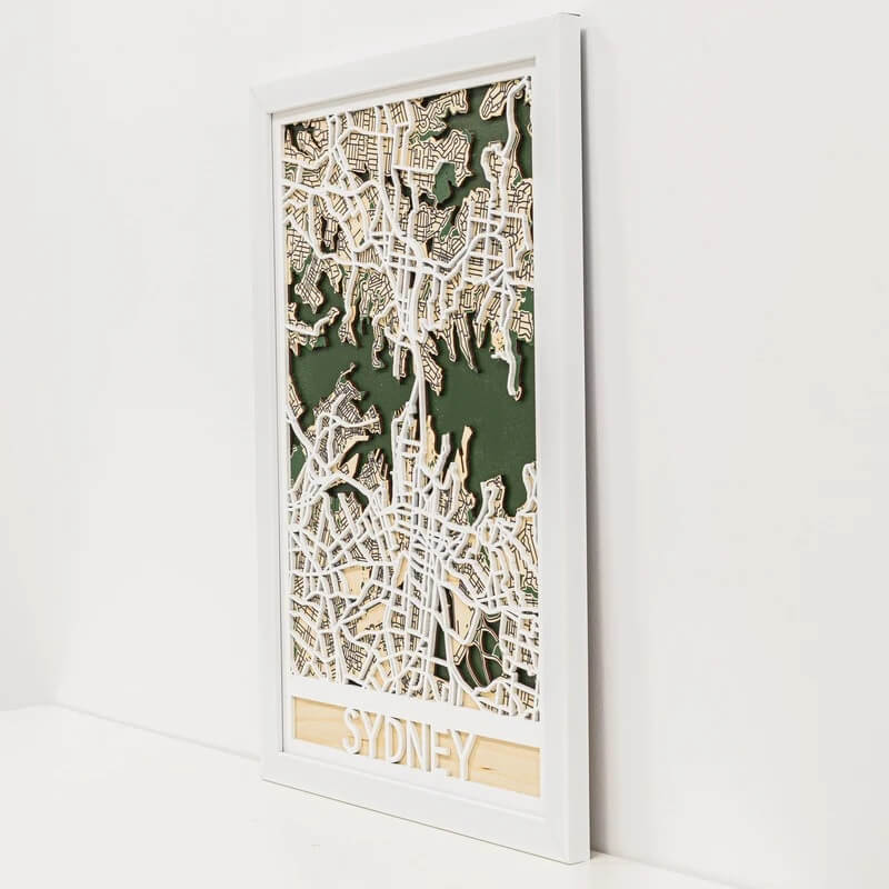 3D Wooden City Map - Sydney