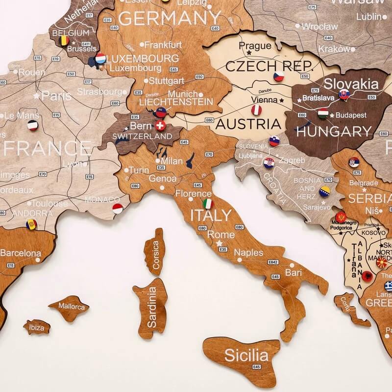 3D Houten Kaart van Europa