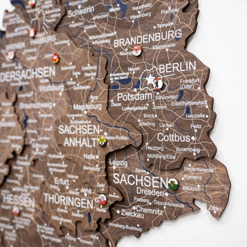3D Wooden Map - Germany - Dark Walnut