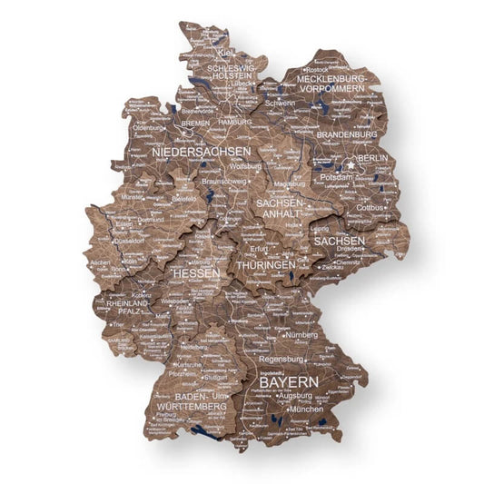3D Wooden Map - Germany - Dark Walnut