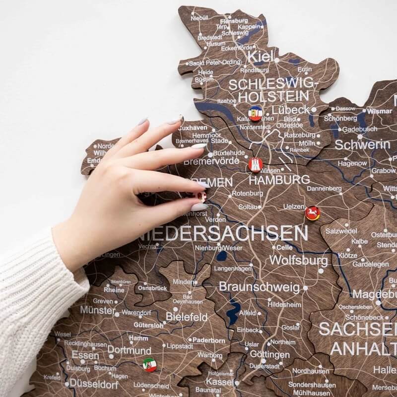 3D Wooden Map - Germany - Dark Walnut