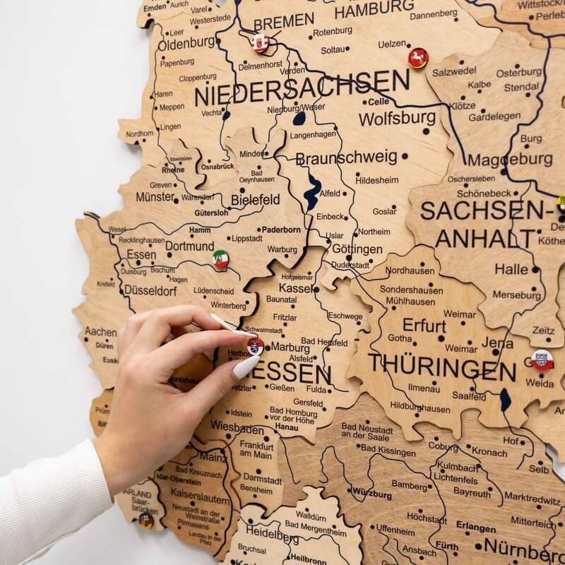 3D Wooden Map - Germany - Gold