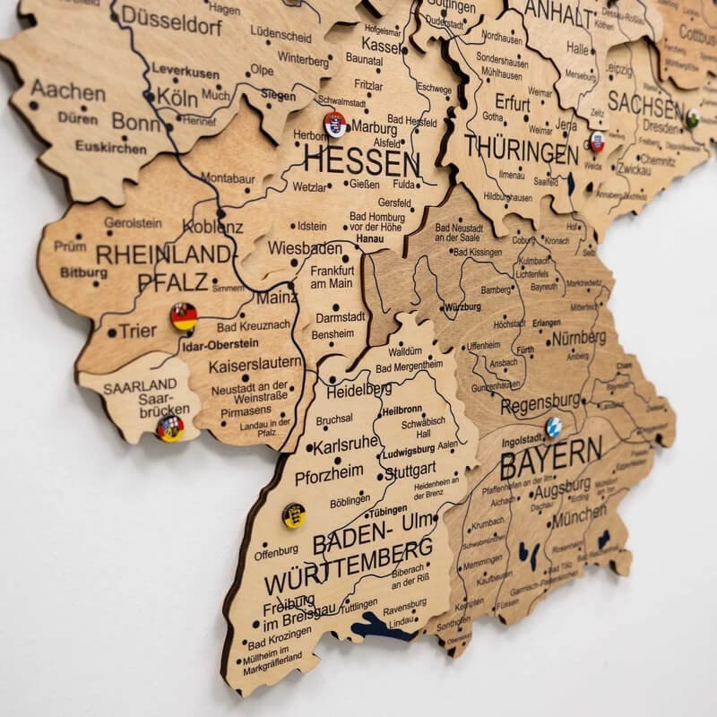 3D Wooden Map - Germany - Gold