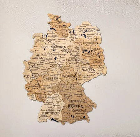 3D Wooden Map - Germany - Gold