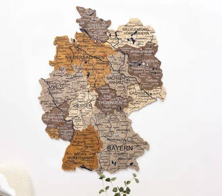 3D Wooden Map - Germany - Multicolor