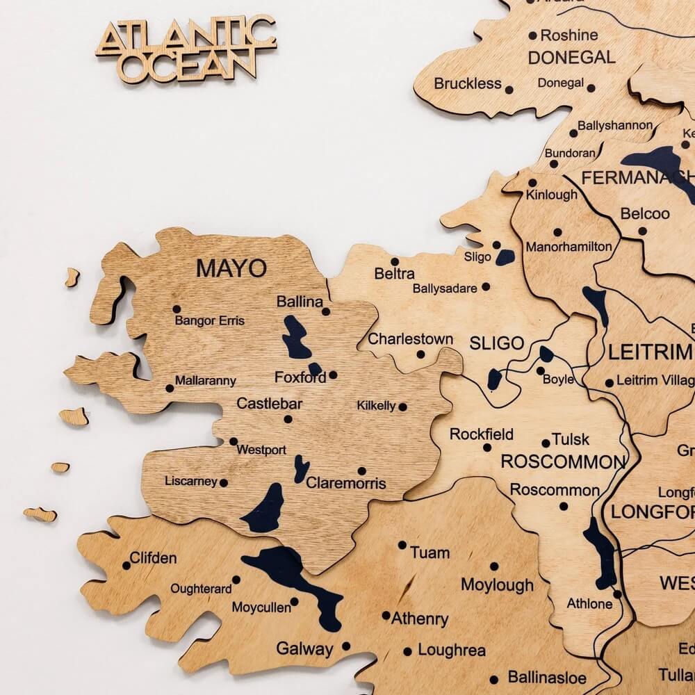 3D Wooden Map - Ireland- Gold