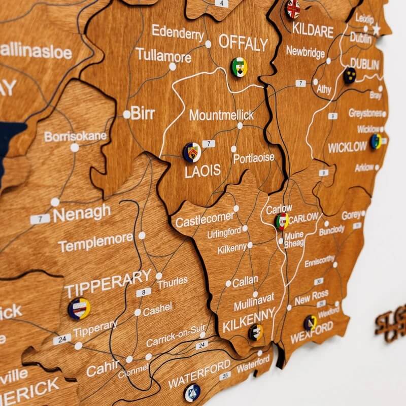 3D Wooden Map - Ireland- Oak