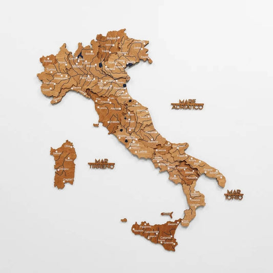 3D Wooden Map - Italy- Oak