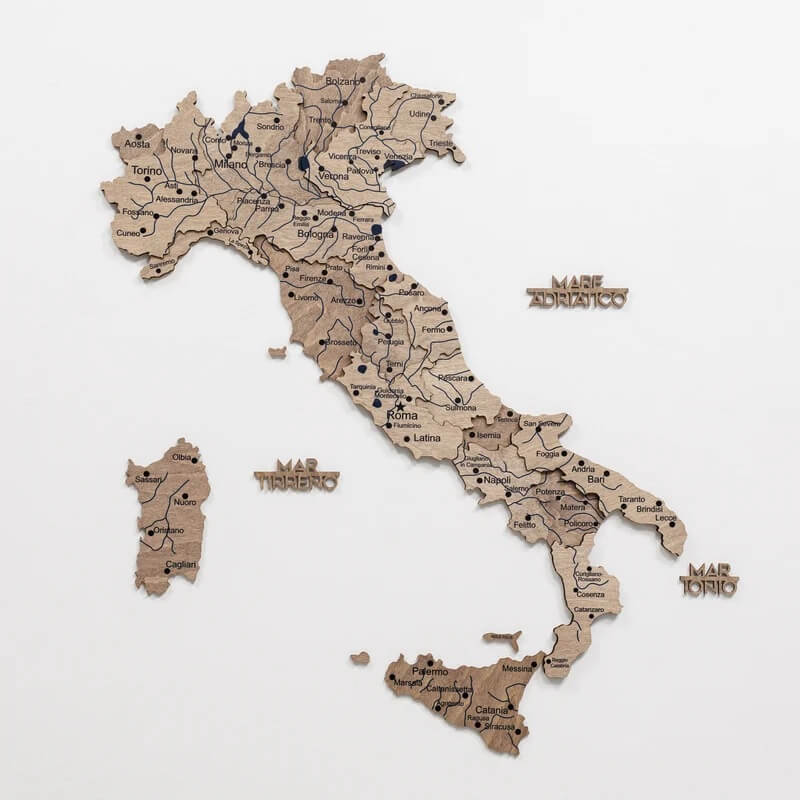 3D Wooden Map - Italy- Terra