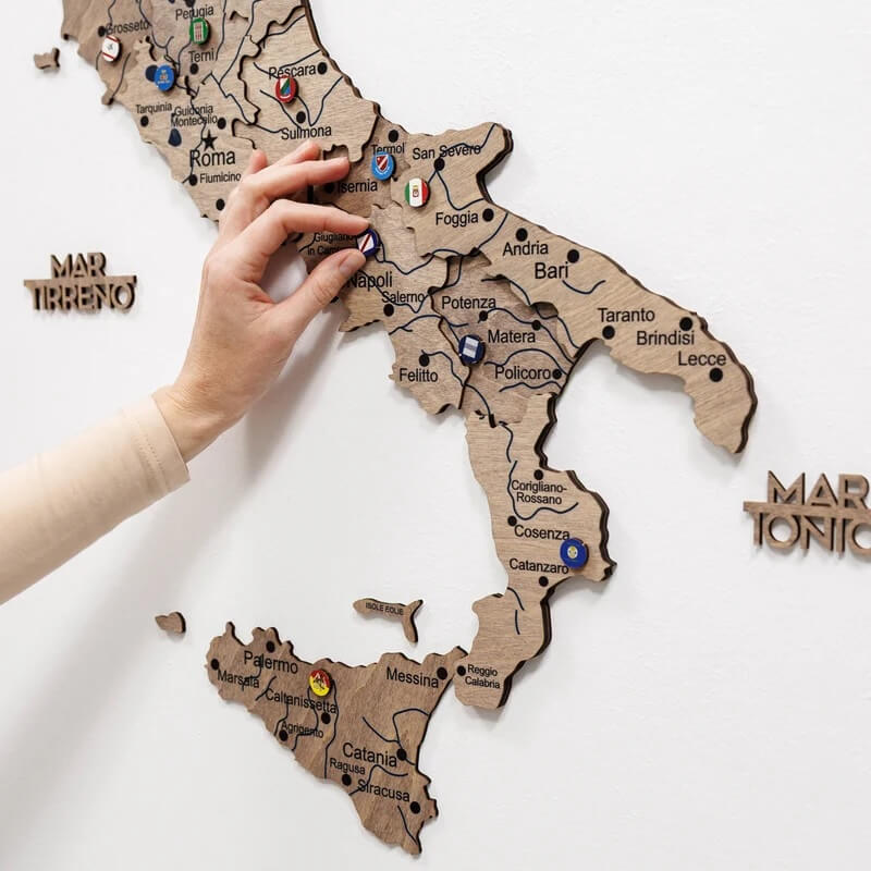 3D Wooden Map - Italy- Terra