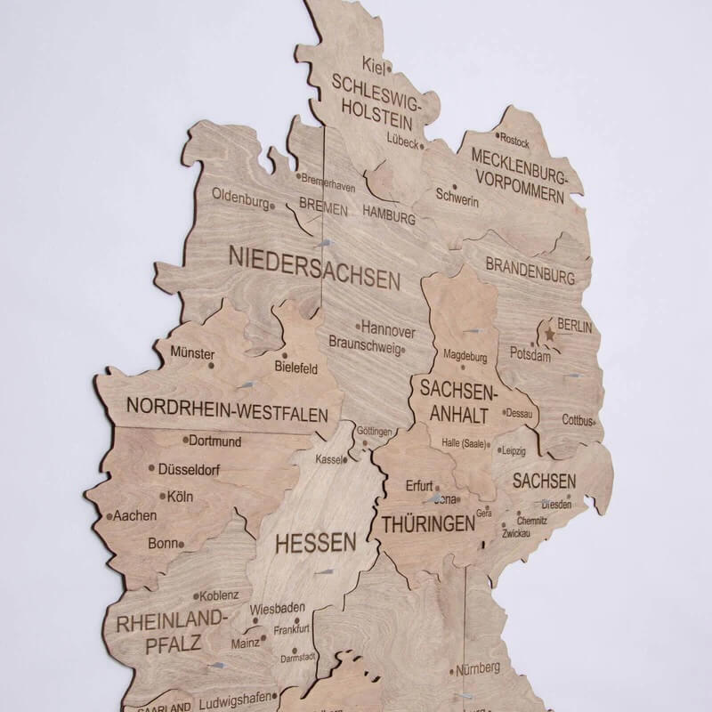 3D Wooden Map of Germany in Terra Closeup