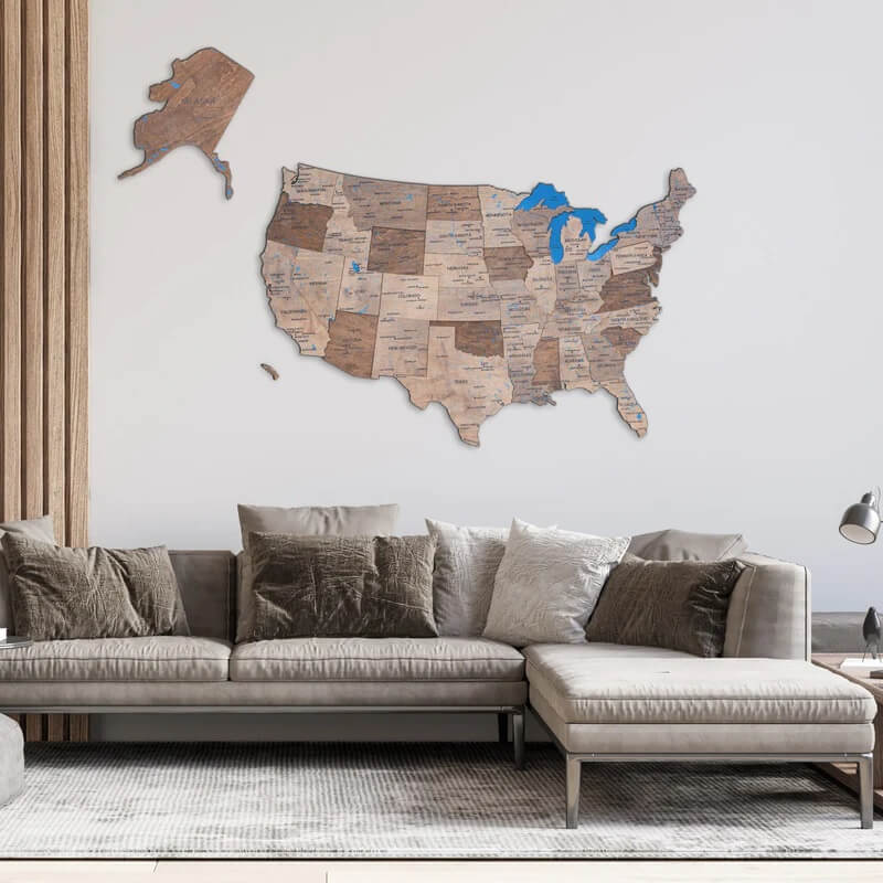 3D Wooden Map US Terra