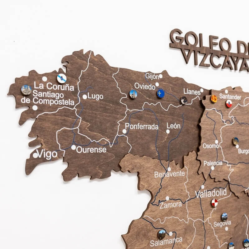 3D Wooden Map - Spain- Dark Walnut