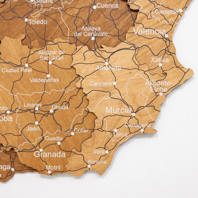 3D Wooden Map - Spain- Oak