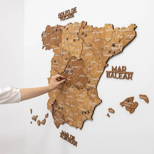 3D Wooden Map - Spain- Oak