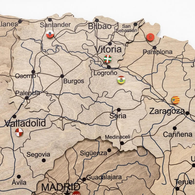 3D Wooden Map - Spain- Terra