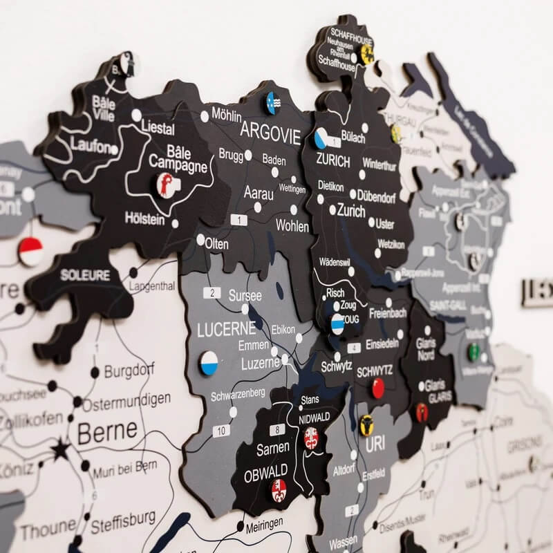 3D Wooden Map - Switzerland- Nordik