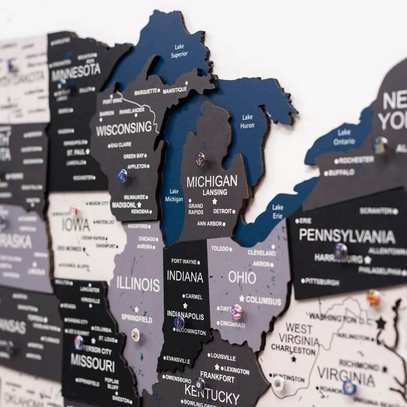 Mapa de madera 3D de los Estados Unidos - Nordik