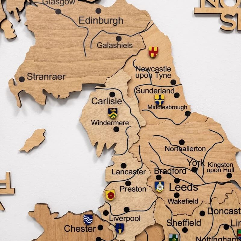 3D Wooden Map - United Kingdom - Gold