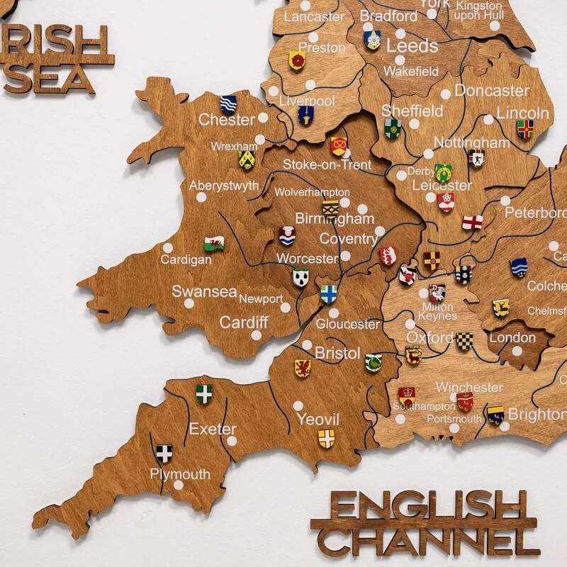 3D Wooden Map - United Kingdom - Oak