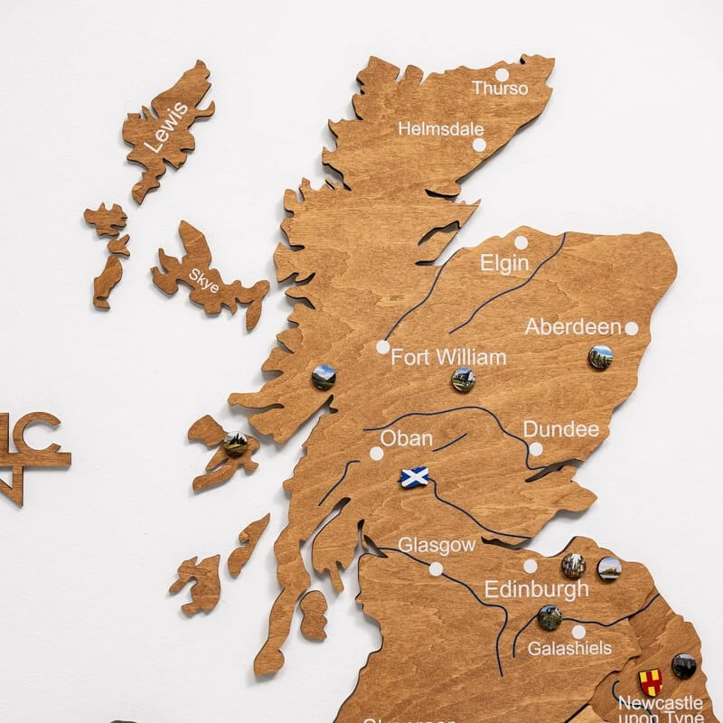 3D Wooden Map - United Kingdom - Oak