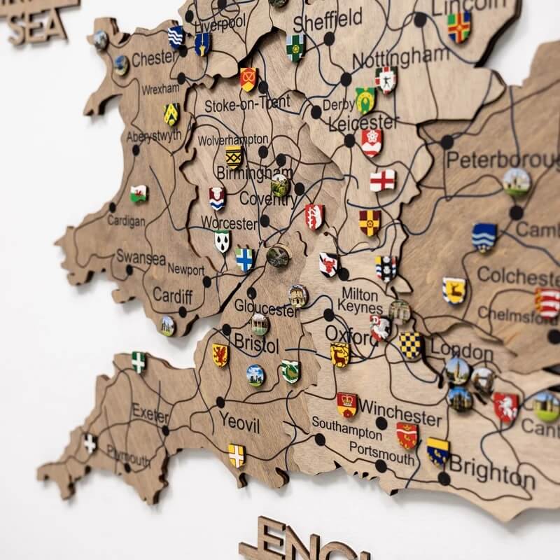 3D Wooden Map - United Kingdom - Terra