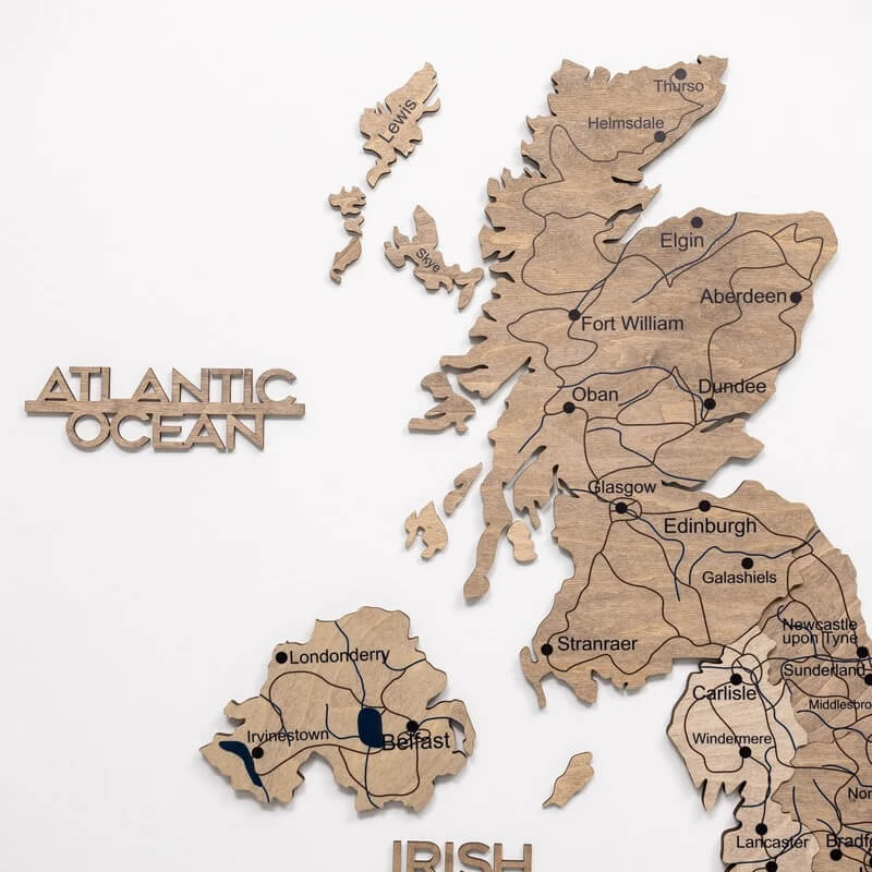 3D Wooden Map - United Kingdom - Terra