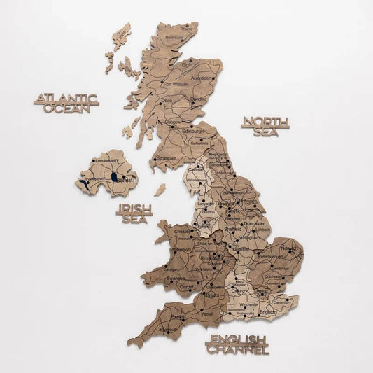 3D Wooden Map - United Kingdom - Terra
