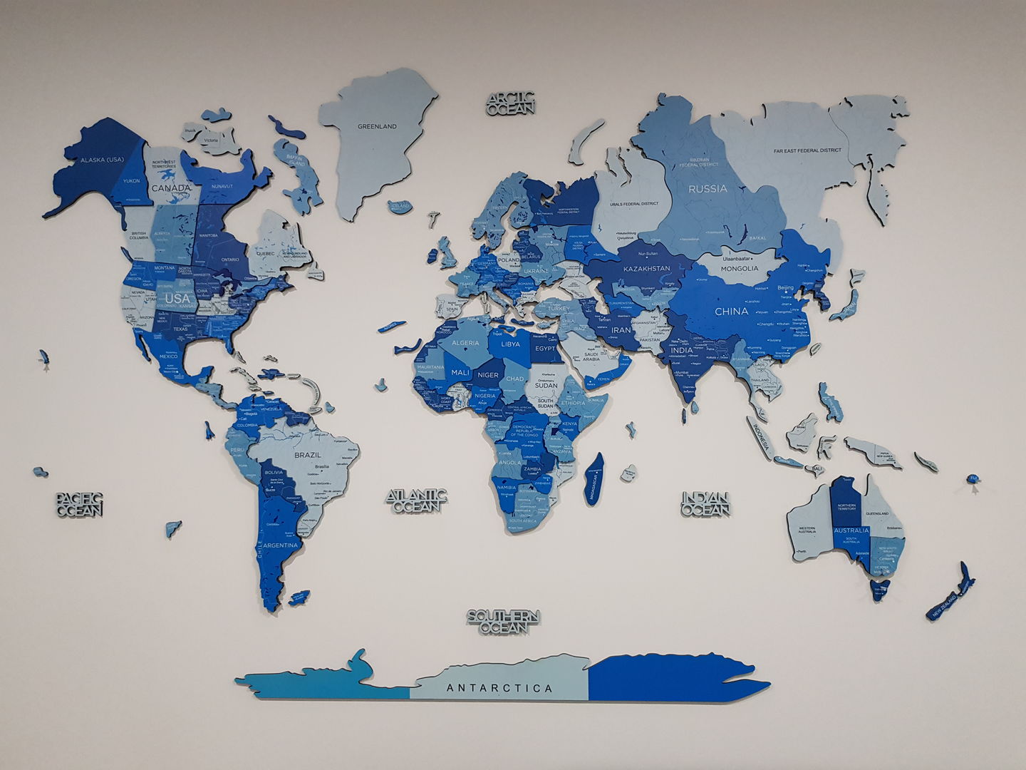 Wooden World Map Azure The Best Wallmap for Your Home