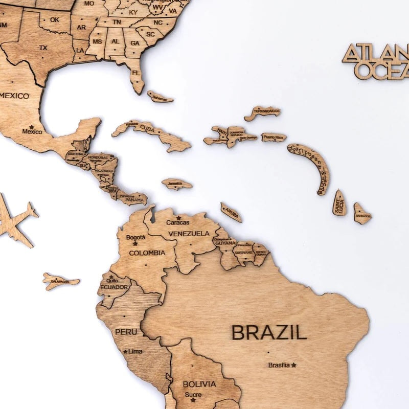 Mapa mundi madera 3D Light | Mapa de madera para su hogar – Wooden ...